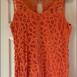 Coral lace dress. Cotton material.